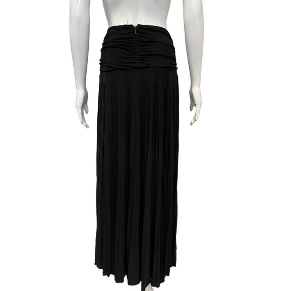 ROBERTO CAVALLI $1800 Black Ruffle Waist Pleated Maxi Skirt Size 42 US 6 - Picture 2 of 5